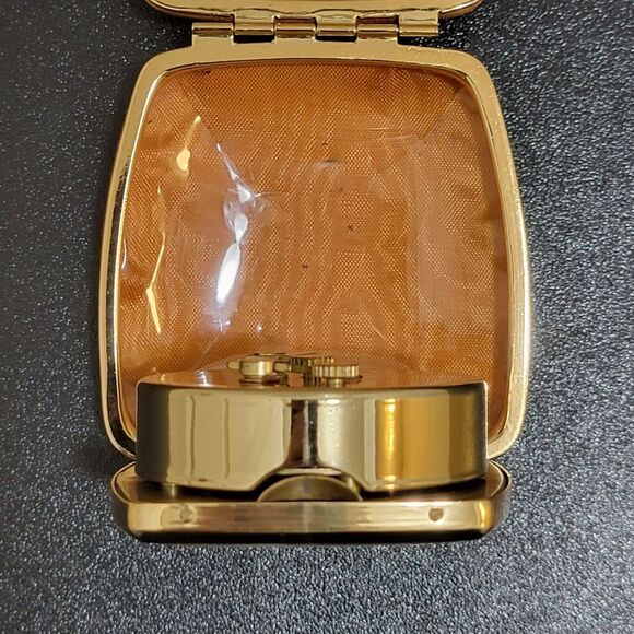 Vintage Linden Tan Clam Shell Leather Case Wind Up Travel Alarm Clock MCM Japan - Picture 6 of 12